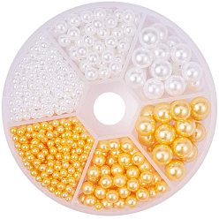 Mixed Color Acrylic Imitation Pearl Beads, No Hole/Undrilled, Round, Mixed Color, 12.5x10.5x1.8cm