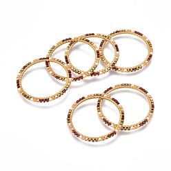 Разноцветный Японский бисер miyuki & toho ручной работы, с латунными кольцами, Ткацкий станок, кольцо, золотые, красочный, 31x1.8 мм