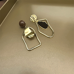 Золотой Серьги-гвоздики из сплава с эмалью «самородки», золотые, 61x22 мм