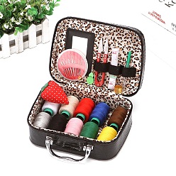 Black Plastics Sewing & Knitting Tools Kits, Pins & Scissors & Sewing Threads & Crochet Hooks & Theader & Thimble & Ruler, Black, 200x150x80mm