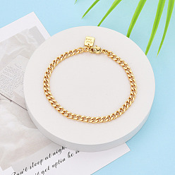 Настоящее золото 18K Браслеты-цепочки из латуни для женщин, с печатью удачи, без никеля , долговечный, реальный 18 k позолоченный, 8-1/4 дюйм (21 см).