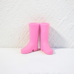 Бледно-Розовый Модель дождевых сапог из смолы, аксессуары для кукольного домика с микро-ландшафтом, притворяясь опорными украшениями, розовый жемчуг, 34x27x9 мм, внутренний диаметр: 13 мм