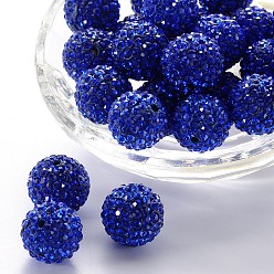 Сапфир Бусины со стразами, полимерная глина , pave disco бусины, класс А, сапфир, 14 мм, отверстие : 1.5 мм