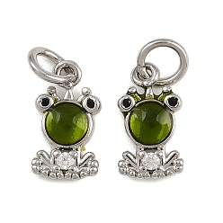 Платина Латунные микро проложить кубического циркония подвески, лягушки, с эмалью, с целью перехода в кольце, стойки покрытие, долговечный, без свинца и без кадмия, платина, 12x6.5x2 мм, отверстие : 3.5 мм