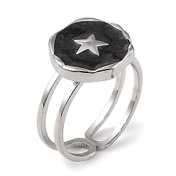 Нержавеющая Сталь Цвет 304 эмалированные открытые манжеты из нержавеющей стали для женщин, звезда, цвет нержавеющей стали, внутренний диаметр: регулируемый