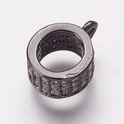 Черный Цвет Металла Латунные поручни из кубического циркония, петля под залог, бейлы, кольцо, прозрачные, металлический черный , 9.5x7.5x4 мм, отверстие : 1 мм