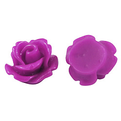 Purple Resin Cabochons, Flower, Purple, 7.5x6mm