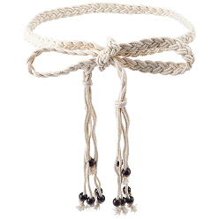 Желтая Старая Ткань  1 шт. плетеные хлопковые шнурки в этническом стиле, Пояса с кисточками и круглыми деревянными бусинами, старое кружево, 1600x15x3.5 мм