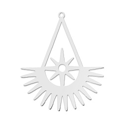 Нержавеющая Сталь Цвет Не тускнеющие 201 подвески из нержавеющей стали, лазерная резка, солнце, цвет нержавеющей стали, 42x34.5x1 мм, отверстие : 1.6 мм