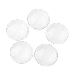 Clear Transparent Glass Cabochons, Flat Round, Clear, 45x8mm