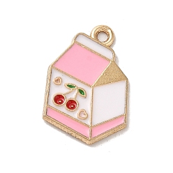 Pink Подвески из эмали и сплава, молочно-вишневое очарование, золотые, розовые, 19x15.5x1.2 мм, отверстие : 1.6 мм