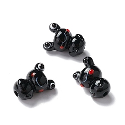 Черный Бусины лэмпворк , лягушка, чёрные, 21~22.4x15.5~16x12.8 мм, отверстие : 2~3 мм