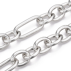 Платина Алюминиевая цепочка фигаро, несварные, платина, 36.5x17x4 мм, небольшой овальный: 21.8x17x4 мм