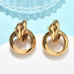 Золотой 201 из нержавеющей стали серьги, с 304 штифтов из нержавеющей стали, вакуумное покрытие pvd, узел, золотые, 26x19.5 мм