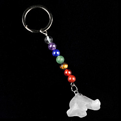 Хрусталь Брелок с кристаллами кварца, с кварцевым резонатором, аметист, ляпис, авантюрин, красный агат, красная яшма, дельфин, 10 см