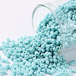 (413F) Turquoise Opaque Rainbow Matte Toho runde Rocailles, japanische Rocailles, (413 f) Türkis undurchsichtig Regenbogen matt, 11/0, 2.2 mm, Bohrung: 0.8 mm, ca. 50000 Stk. / Pfund