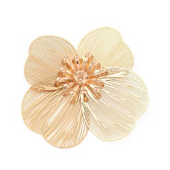 Light Gold Шапочки и конусы для бусин, латунные, с железными петлями, цветок, без кадмия, без никеля и без свинца, золотой свет, 31~33x37~41x4 мм, отверстие : 0.9 мм