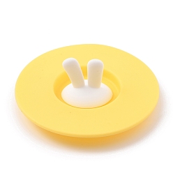 Yellow Silicone Cup Lids, Rabbit Ear Tea Cup Covers, Anti-Dust Airtight Seal For Mugs, Yellow, 100x35mm