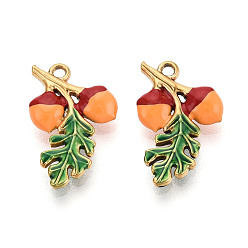 Сэнди Коричневый 304 нержавеющей стальной эмали подвески, подвески в виде сосновых шишек и листьев, ионное покрытие (ip), реальный 18 k позолоченный, песчаный коричневый, 18.5x11.5x3.5 мм, отверстие : 1.4 мм