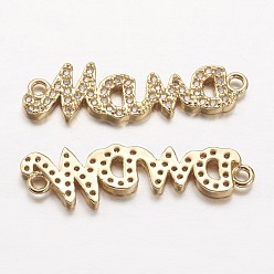 Золотой Латунные микро проложить кубических ссылки циркония, для создания украшений, на День Матери, wordmama, без кадмия, без никеля и без свинца, золотые, 8.5x30x2 мм, отверстие : 1 мм