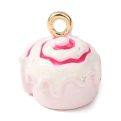 Pink Brass Enamel Pendants, Ice Cream Charms, Golden, Pink, 10.5x10x11mm, Hole: 1.6mm