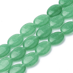 Aguamarina mediana Hilo de abalorios/cuentas de jade natural, oval, teñido, aguamarina mediana, 18~18.5x13x6 mm, agujero: 1 mm, sobre 22 unidades / cadena, 15.7 pulgada