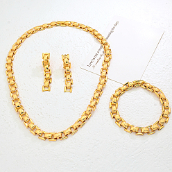 Настоящее золото 18K Комплекты из сплава цепочек, браслетов, серег и ожерелий для женщин, реальный 18 k позолоченный, ожерелья: 18.11 дюйм (46 см)