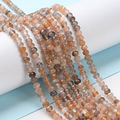 Multi-Moonstone Natural Multi-Moonstone Beads Strands, Faceted, Rondelle, 3x2mm, Hole: 0.7mm, about 168pcs/strand, 15.35~15.43 inch(39~39.2cm)