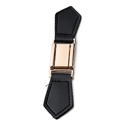 Golden PU Leather Buckles, Tab Closures, Cloak Clasp Fasteners, with Alloy Findings, Golden, 143x28x3~7.5mm