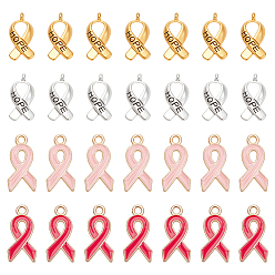 (52) Непрозрачная лаванда 120 шт. 4 стили лента для повышения осведомленности о раке груди с резным словом «надежда» подвески из сплава в тибетском стиле с посланием, с эмалью, разноцветные, 17~20x8~10x2~3 мм, отверстие : 2 мм, 30 шт / стиль
