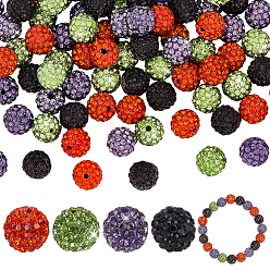 (52) Непрозрачная лаванда 100шт 4 цвета полимерная глина паве бусины со стразами, дискотечный шар бисер, С. 13 (1.9~2 мм), 6 ряды страз, разноцветные, С. 13 (1.9~2 мм), 6 ряды страз, 10 мм, отверстие : 1.5 мм, 25 шт / цвет