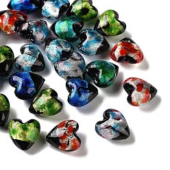 (52) Непрозрачная лаванда Handmade стеклянные бусины фольги, сердце, разноцветные, 14.5~16.5x14~15.5x9.5~10 мм, отверстие : 1.6 мм