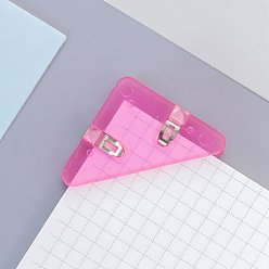 Ярко-Розовый Непрозрачные пластиковые угловые зажимы для книг, угол страницы, треугольник с железными находками, для офисных школьных принадлежностей, ярко-розовый, 40x40 мм