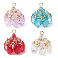 (52) Непрозрачная лаванда Подвески из стекла и бисера, облако, с 304 фурнитурой из нержавеющей стали, разноцветные, 20x19x19 мм, отверстие : 2.5x2 мм