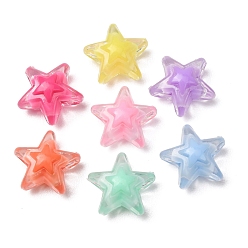 Mixed Color Transparent Acrylic Beads, Bead in Bead, Star, Mixed Color, 16x16.5x10mm, Hole: 3mm, about 379pcs/300g