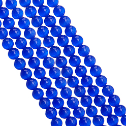 Azul Medio Cuentas de ojo de gato arricraf, rondo, azul medio, 7.5~8 mm, agujero: 1 mm, aproximadamente 14~14.5 pulgada / hebra, sobre 48~50 unidades / cadena, 3 hebras / caja