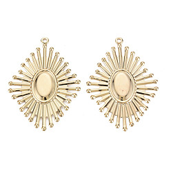 Light Gold Eco-Friendly Iron Pendants Cabochon Settings, Cadmium Free & Lead Free, Oval, Light Gold, 49.5x35x2mm, Hole: 1.8mm, Tray: 13x7.5mm