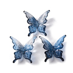 Морской Синий Прозрачные акриловые бусины, два тона, бабочка, Marine Blue, 25.5x24.5x5.5 мм, отверстие : 1.5 мм, Около 588 шт / 500 г