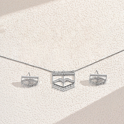 Платина Комплекты серег и ожерелий из латуни с микропаве из кубического циркония для женщин, платина