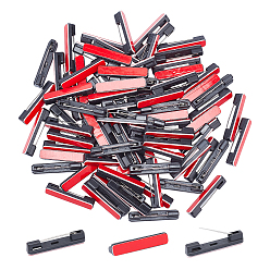 Черный Пластиковые штыри, с клейкой брошью и железным штифтом, прямоугольные, чёрные, 31x6x7 мм , штифт: 0.7 мм