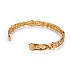 Golden Long-Lasting Plated Brass Cuff Bangles, Golden, 2-3/8 inch(6.2cm)