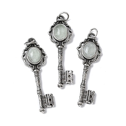 Флюорит Ключ латунный натуральный флюорит большие подвески, с целью перехода в кольце, античное серебро, 55.5x16.5x5~6.5 мм, отверстие : 4.5 мм