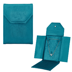 чирок Бархатные мешочки для хранения жемчужных ожерелий, прямоугольные, зелено-синие, 21x16.5x2.6 см
