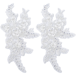 Белый Аксессуары для вышивки цветов из марли и пайеток, бисерные аппликации, для рюкзаков, одежда, белые, 273x158x6.5 мм