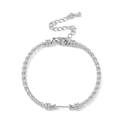 Платина Изготовление браслета из латунной витой цепочки, платина, 4-3/8 дюйм (11 см)