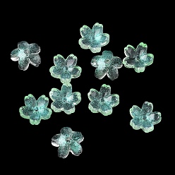 Светло-Синий Окрашенные и нагретые стеклянные колпачки для бусин, 5-лепестков цветка, голубой, 10.5x11x4.7 мм, отверстие : 1 мм