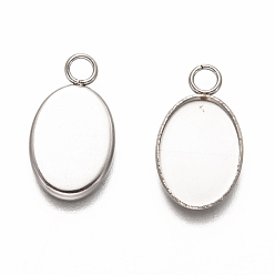 Нержавеющая Сталь Цвет Не тускнеет 304 подвеска из нержавеющей стали кабошон, чашки безель с краями, овальные, цвет нержавеющей стали, лоток : 14x10 мм, 19x11x1.5 мм, отверстие : 2.4 мм