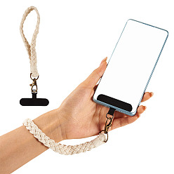 (404) Непрозрачное AB Кислое яблоко Хлопковые плетеные мобильные ремни, с металлическими застежками, античное золото , цветочный белый, 180 мм