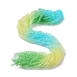 Голубой Прозрачные стеклянные бусины, сегментированные разноцветные бусины, треугольные, голубой, 4.5x4.5x3 мм, отверстие : 0.9 мм, около 142 шт / нитка, 13.58~13.78'' (34.5~35 см)