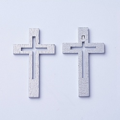 Gray Wood Cabochons, Cross, Gray, 50x30x3mm